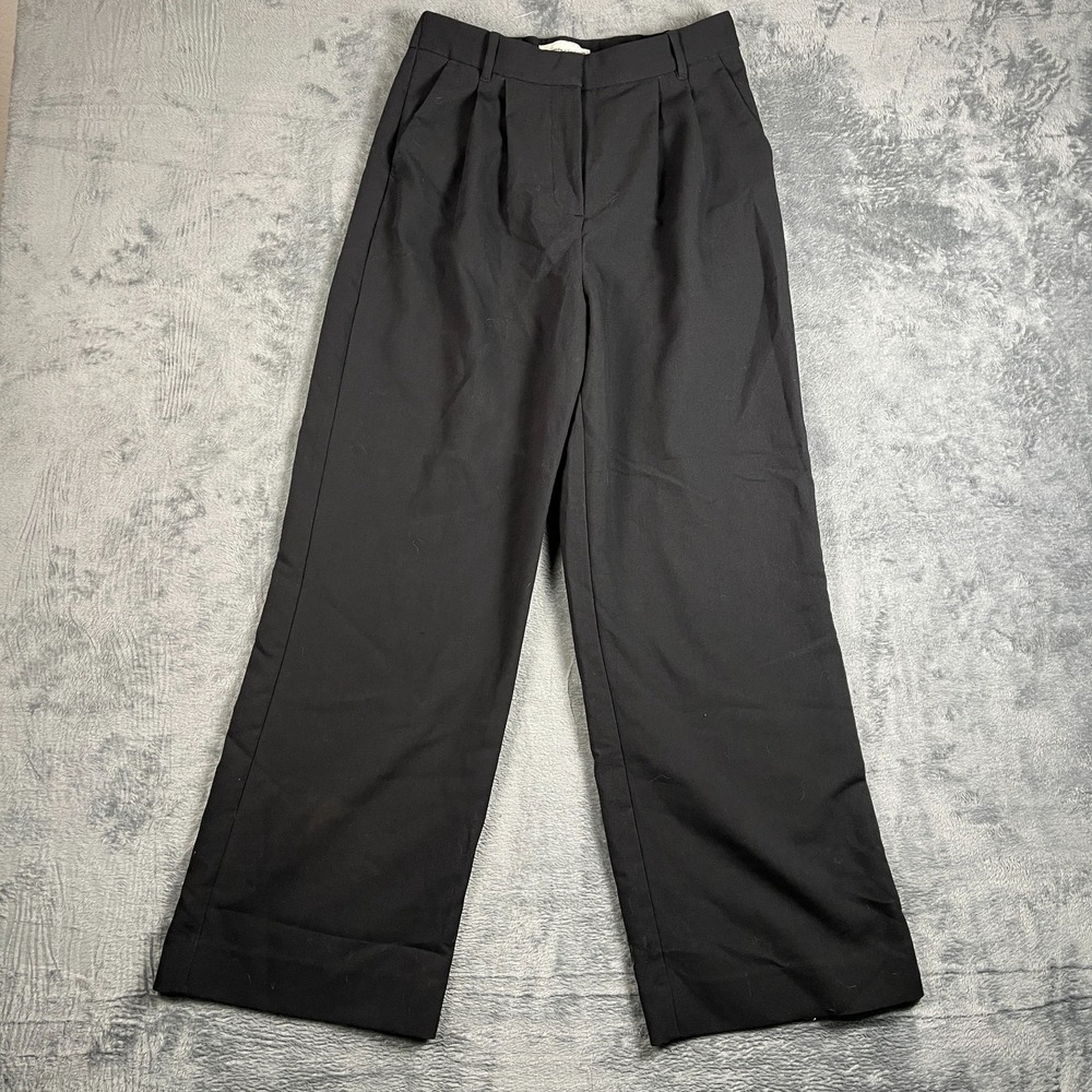 Abercrombie & Fitch Womens Black Pleated Wide Leg Dress Pants 29/8 Inseam 29